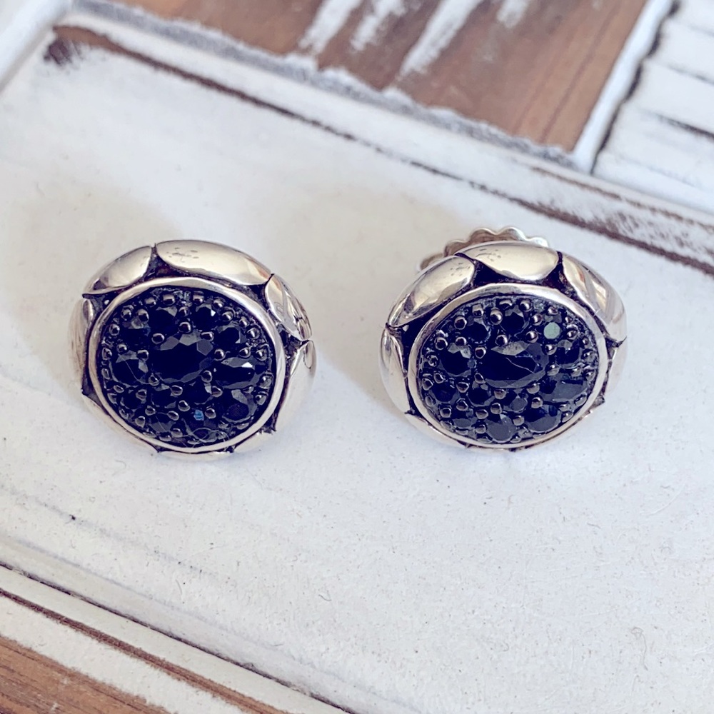 John Hardy Kali Pure Lavafire Black Sapphire Studs